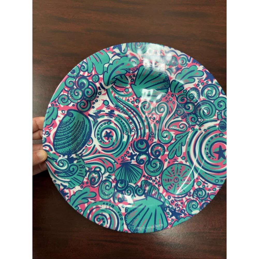 Simply Southern Plastic 9 Inch Plate- Seashell Print
